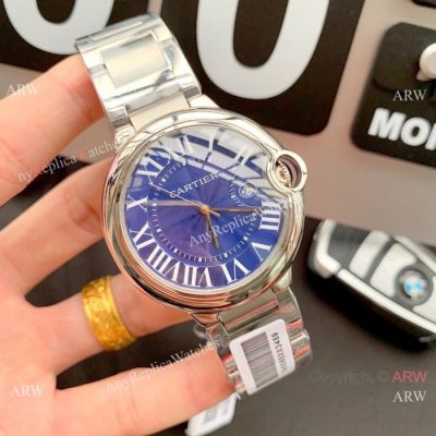 Replica Cartier Ballon Bleu de Stainless Steel 42mm Watch Blue Face